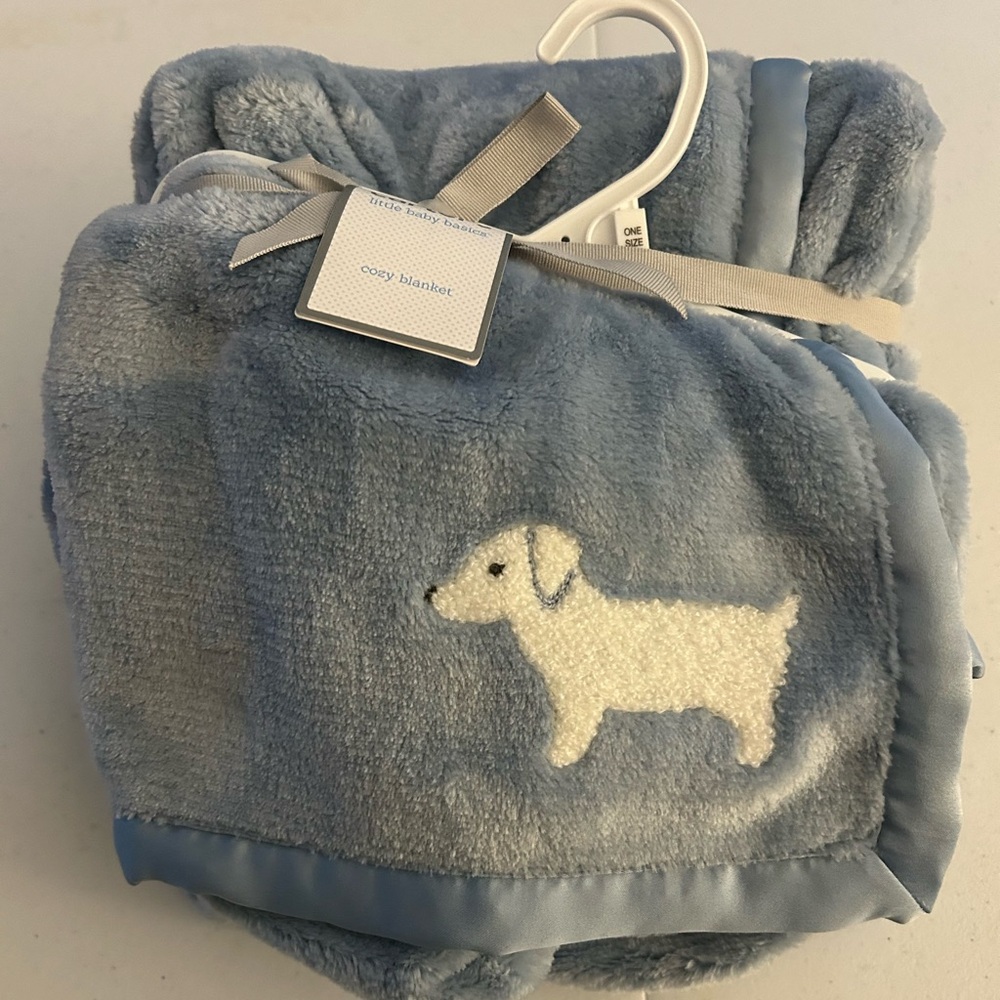 Carter’s Blue Baby Blanket with White Dog Embroidery
